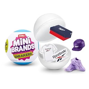 Mini Brands Sneakers Single Capsule, Real Miniature Sneaker Brands Collectible Toy, Capsules of 5 Mystery Miniature Sneaker Brands and Accessories, Kids, Teens, Adults and Collector’s (Single Capsule)