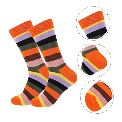 SOIMISS 1 Paar Herensokken Heren Gestreepte Sokken Warme Sokken Voor Mannen Sokken Voor Meisjes Regenboog Kniekousen Winter Crew Sokken Middelste Buissokken Mannelijke Winter Middenkous - Afbeelding 6