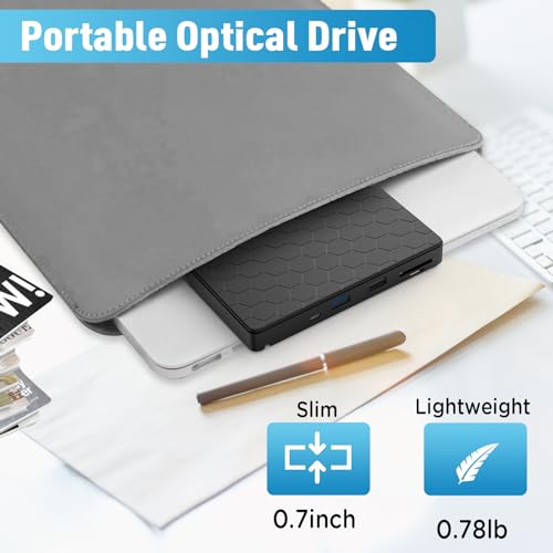 Image of External CD /DVD Drive for Laptop, CD Burner with 2 USB Ports &TF /SD Card Slots, DVD Player for Laptop, USB 3.0 DVD Drive External CD Reader Compatible with Laptop Desktop PC Windows 11 /10 /8.1 /7 Mac