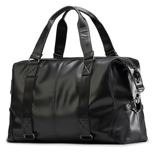 [Bellstone] ボストンバッグ 革 レザー ダッフルバッグ 機内持ち込み バッグ 35L 大容量 ショルダーバッグ ビジネス 旅行 出張 PC 通勤 就活 カバン メンズ (黒)