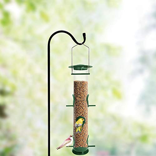 ERYTLLY Bird Feeder Classic Tube Hanging Feeders for All Kinds of Birds,Weatherproof, Advanced Hard Plastic with Metal Hanger (1 Pack) (Green 6 Ports Bird Feeder-1 Pack) - Thumbnail 5