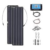 DNEPEI Kit Pannello Solare Flessibile da 400 Watt (2x200 W), con regolatore di Carica da 40 A per Batteria da 15 V/18 V, Perfetto per Batteria Auto, Camper, Tetto Camper, Vita in Furgone Black-2piece
