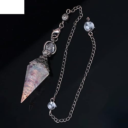Péndulo de 7 cristales para adivinación de radiestesia, péndulos de piedra Natural de cuarzo, colgante de Reiki antiguo, péndulo-fluorita, Francia