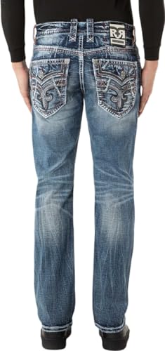 Rock Revival - Mens Jaysen J204R Straight Jeans, Color Medium Blue, Size: 38W x 32L3
