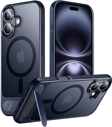 Image of Magnetic Compatible with iPhone 16 Plus Case, [Built-in Invisible Kickstand][Compatible with MagSafe] [Military Grade Shockproof] Slim Translucent Matte Phone Case for iPhone 16 Plus 6.7 inch