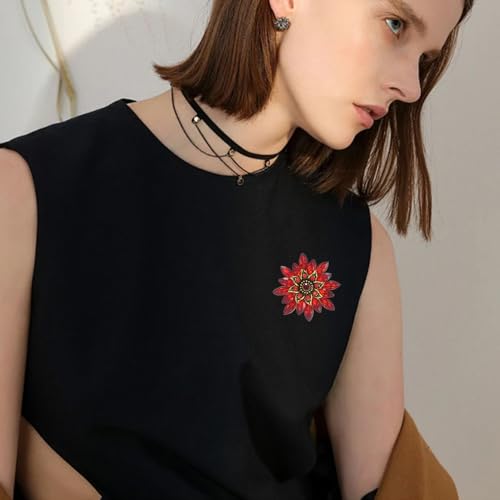 Image of Large Crystal Flower Brooch Pin for Women Red purple pink green Rhinestone Flower Lapel Pin Wedding Party Birthday Dance Banquet Dress Suit Ceremony Clothes Hat Bag Accessories Jewelry