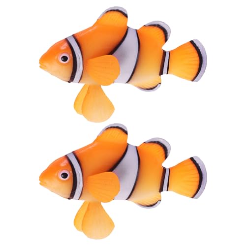 TOGEVAL 2個 硅?製浮遊クマノミ魚水槽装飾 リアル感ある人工熱帯魚 淡水 海水両用アクアリウムアクセサリー 水槽風景演出用シリコン製魚オ