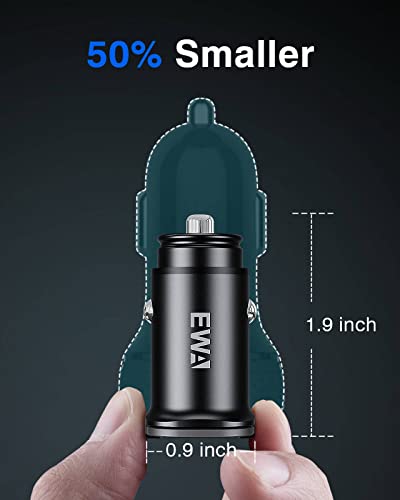 Ewa Usb C Car Charger, 40W(20W+20W) Dual Pd Port Smallest Iphone 13 Car Charger, All Metal Car Charger Adapter, Fast Charging Compatible With Iphone 13/12/Pro/Pro Max/Mini/Magsafe, Galaxy S20/S10 #TOP4