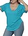 ALLEGRACE Womens Casual Scoop Collar Plus Size T Shirts Summer Tops Tee Lake 3XL