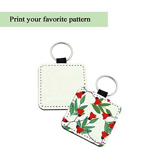 Image of 12 Pcs Sublimation Blank Keychains,PU Leather White Keychains Ornament Pendants for Man Women Crafts Heat Transfer