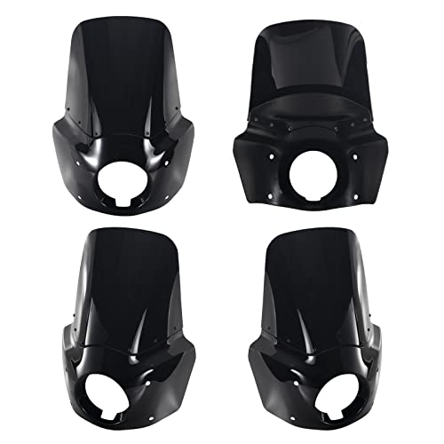 Image of FATECIM Motorcycle 5.75 inch Headlight Fairing with 15 inch Dark Smoke Windshield Windscreen & 48-58mm Mounting Kit Headlight Extension Block For Harley 2018 2019 2020 2021 2022 Softail FXBB Street Bob