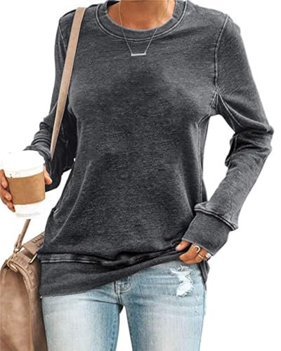 Genérico Sudaderas Mujer Manga Larga Cuello Redondo Sudadera Sin Capucha Amplio Básico Chic Modernos Deportes Mujer Top Sudadera Informal De Manga Regular Con Estampado De Letras (Azul Claro, S