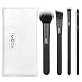 MODA Pro Full Size Everyday 5pc Makeup Brush Set with Pouch, Includes - Multi-Purpose Powder, Angle Foundation, Domed Shadow, and Angle Eyeliner Brushes, Black