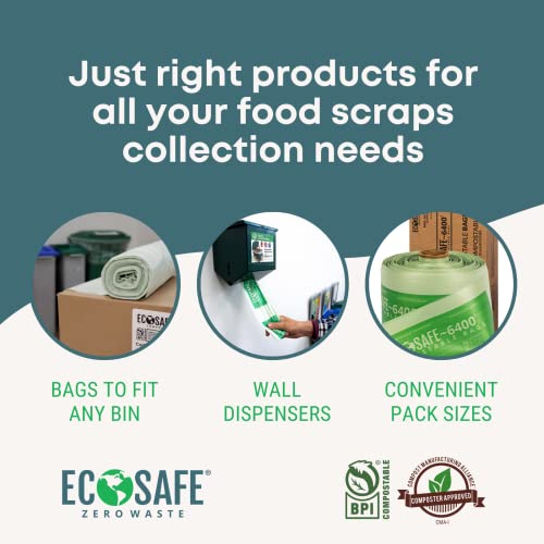Image of EcoSafe-6400 HB8270-12 Certified Compostable Bag - 82x70 inch Green Bags for 152 Gallon Bin - Extra Strong Leak, Puncture and Tear Resistant Food Scraps Bin Liners, Pack of 25