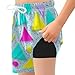 Pigsaly Boys Swim Board Shorts with Boxer Brief Disco Party Retro Vintage 80s Or 90s Fashion Boys Swim Trunks 9-11Y Multicolor
