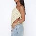 ABYOVRT Women One Shoulder Lace Top Irregular Hem Backless Crop Tops See Through Sheer Tank Tops Going Out Clubwear (S,Beige)