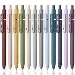 Mr. Pen- Retractable Gel Pens, 12 Pack, Morandi and Vintage Barrels, Black Ink, Fast Dry, Fine Point 0.5mm, Cute and Aesthetic for Journaling