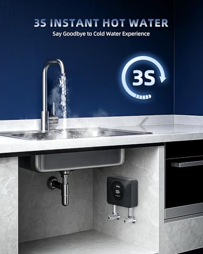 Image of APUS Tankless Water Heater Electric 240V, 4500W Instant On Demand Hot Water Heaters, Under Sink Point of Use Water Heater, LED Digital Display, Ultra Compact for Kitchen, Bathroom, Laundry