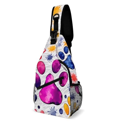 Mochila deportiva tipo sling Colorful Paw para senderismo