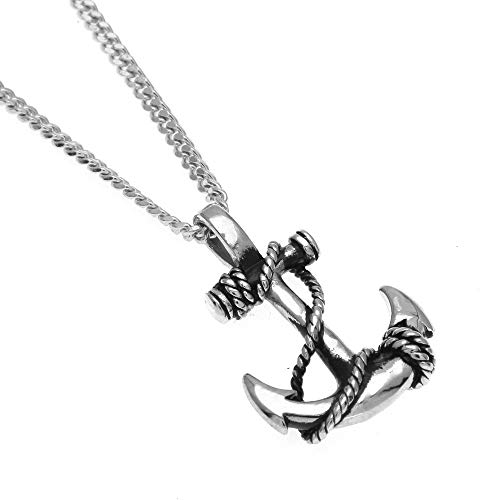 Collier style rétro nautique pendentif ancre croix cadeau homme acier