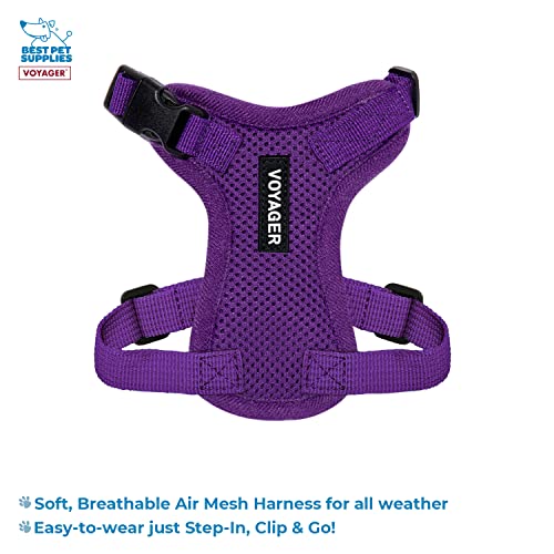 Image of Best Pet Supplies Voyager Step-in Lock Pet Harness w Reflective Pet Leash Combo Set with Neoprene Handle 5ft - Supports Small, Medium and Large Breed Puppies /Cats - Purple, XXS