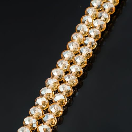 Image of 140pcs Czech Faceted Rondelle Crystal Glass Beads 8mm Bulk Golden Shadow