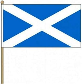 FlagSuperstore© St Andrews Light Blue Large Hand Waving Flag With Wooden Pole 18" x 12" - Country