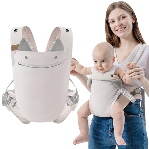 Image of SERAPHY Baby Carrier with Pocket, 4-in-1 Breathable Infant Carrier Newborn to Toddler, Adjustable Multi-Position Baby Sling for Babies 3-36M (15-35lbs)-Grey