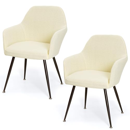 MEIVINES Housses de Chaise avec Accoudoirs，Lot de 2 Housses de Chaise de Salle à Manger，Housse de Fauteuil Extensible Amovible Lavable pour Cuisine, Salle...