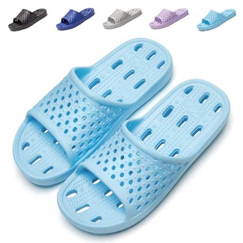 Image of Aoowoll Mens Shower Shoes With Holes Dry Quickly Bath Slippers Womens Non Slip Indoor Home Bedroom Pool Spa Guest College Dorm