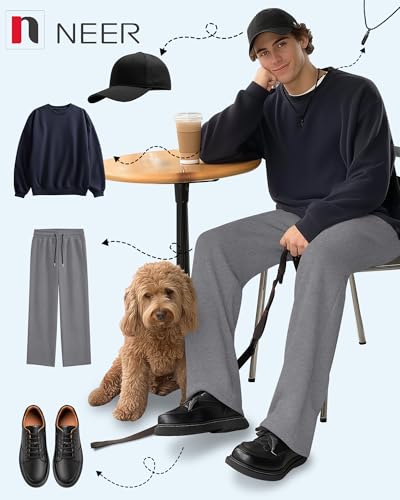 Neer 3 Pack Men's Sweatpants Athletic Drawstring Open Bottom Pants Workout Running Lounge Pants with Pocket for Men3