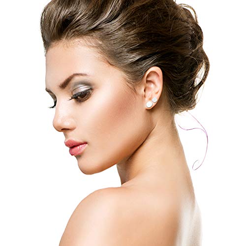 4 Pairs Unisex 6-12MM Stainless Steel Stud Earrings Set,Cupimatch Ear Piercing Plugs Faux Gauges Illusion Tunnel Screw Earrings, White4