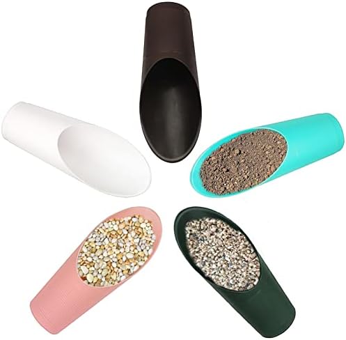5 PCS Bonsai Soil Scoops, Plastic Garden Soil Scoops, Colorful Small Gardening Tools, Potting Scoopers, Bucket Shovel.Suitable for Flower Planting, Bonsai, Potting, Cultivation, Weeding (5-Color)