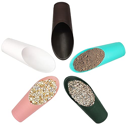 5 PCS Bonsai Soil Scoops Plastic Garden Soil Scoops Colorful Small Gardening Tools Potting Scoopers Bucket Shovel.Suitable for Flower Planting Bonsai Potting Cultivation Weeding (5-Color)