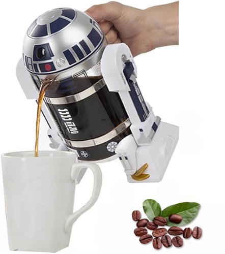 Portable French Press Coffee Bottle, Robot Shaped Travel French Press Coffee Maker, Hand Punch Espresso Coffee Maker Machine,950ml