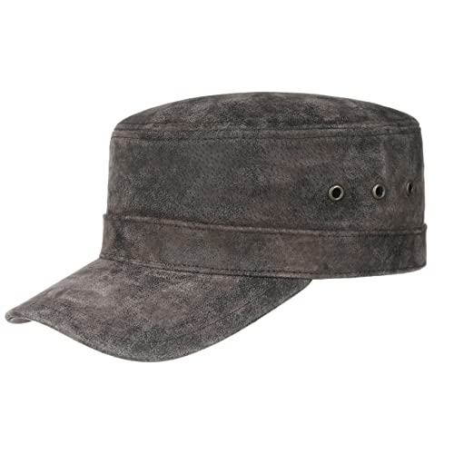 Stetson Casquette Raymore Pigskin Army Homme - D'Ete en Cuir Boucle Metal, avec Visiere Printemps-ete Ete - Taille Unique Marron-Noir