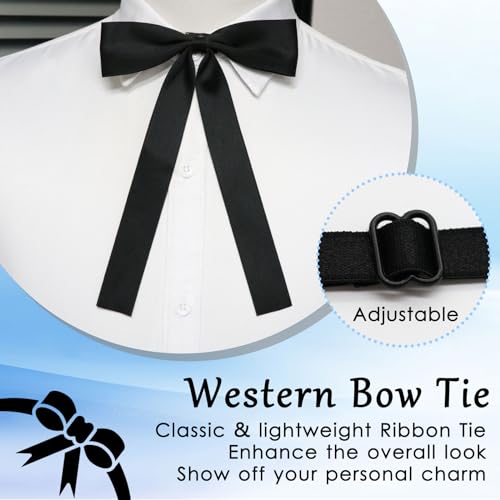 Image of Luckyvestir Mens Bow Tie, Western Ties for Men, Black Bowtie for Women, String Colonel Ribbon Tie for Party Prom Wedding