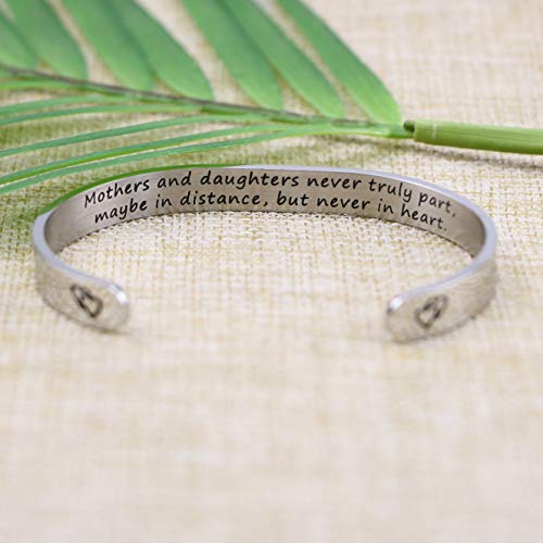 Unique Gifts For Mom From Daughter Mother Daughter Bracelets Thank You Appreciation Gift For Mom Mama Mommy Birthday Jewelry Mothers Day Gift For Mom Long Distance Stainless Steel Cuff Bracelet #TOP3