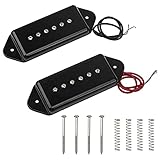 2Pcs Yootones P90 High Power Sound Neck Bridge Pickup 50mm/52mm Compatible with SG/LP Electric Guitar (Black)