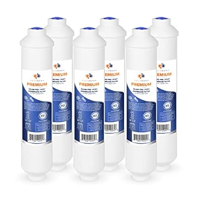 Aquaboon 10” x 2” 6-Pack of Clear Premium Coconut T33 Inline Ro Post/Granular Activated Carbon (GAC) Polishing Water Filter Cartridge for Reverse Osmosis System - Standard Size 10” x 2”