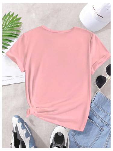 Image of SHENHE Girl's Summer Hawaiian Shirt Aloha Tropical Graphic Cute Crewneck Short Sleeve T Shirts Teen