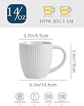 Tasses à café en céramique embossée 4-420mL Micro-ondes & Lave-vaisselle Coffre-fort blanc fait main tasses de café pour Latte Cappuccino Cocoa - Cadeau de mariage chaud à la maison