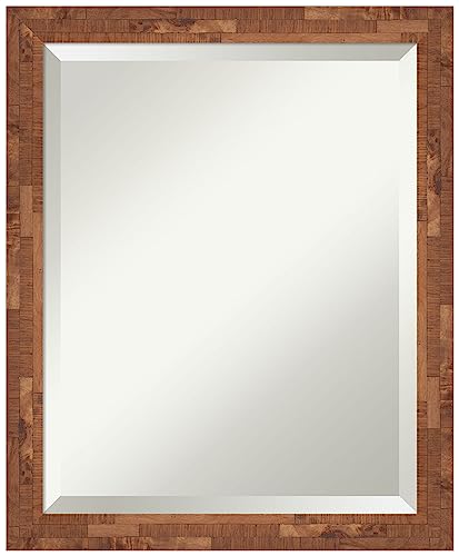 Amanti Art Brown Bathroom Mirror for Over Sink, 23x19 Vanity Wall Mirror