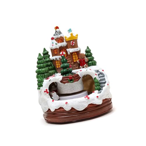 HEEZOU Figura de cabina de Navidad musical LED iluminada caja de música de juguete con tren giratorio para niños adultos presente en interiores decoraciones de escena de vacaciones