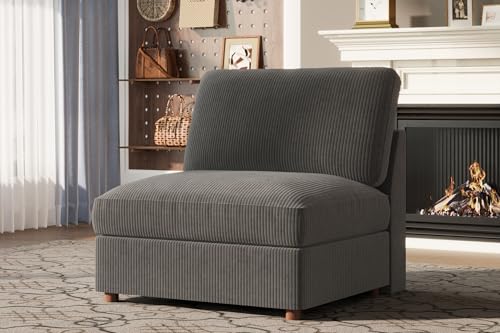 EASE MOOSE Middle Module for Corduroy Modular Sectional Couch,Dark Grey