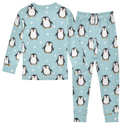 Pajama Sets Long Sleeve Winter Cute Penguin Pattern Soft Comfy Sleepwear 2 Piece PJS 3-8T3