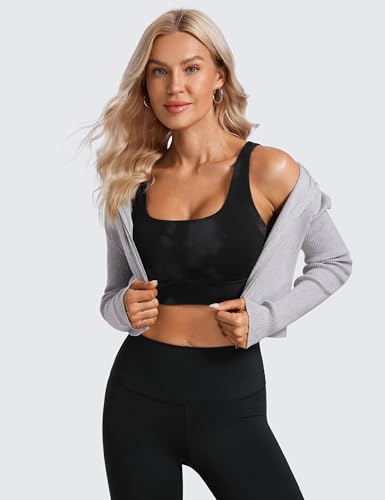 Image of CRZ YOGA Butterluxe U Back Sports Bras | Light Support, Removable Pads, Yoga, Extremely Soft, Longline, Scoop Neck, Wide Straps, for Women