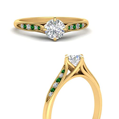 Image of Choose Your Gemstone Compass Point Ring Yellow Gold Plated Round Shape Vintage Engagement Rings Ornaments for Wife Symbol of Love Clarity Comfortable US Size 4 to 12