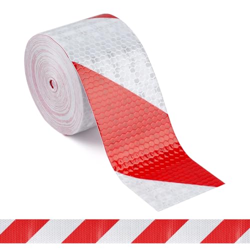 Hopton Reflektorband Rot Weiß, Reflektierendes Klebeband 10m x...