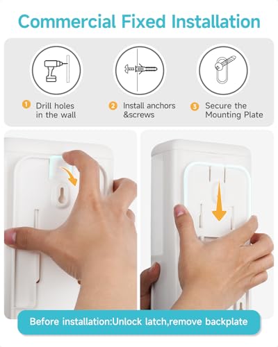 Image of AIKE Foaming Commercial Soap Dispenser,40oz for Bathroom White AK1007F | Screw Wall Mount Install Design for Space-Saving,Transparent Pot with Key and Large Capacity for Commercial Bathroom,AK1007F